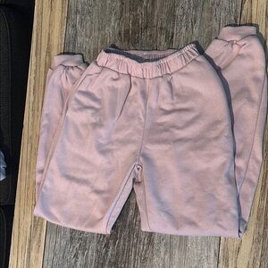 Pastel Pink Joggers with Elastic Waistband and Cuffed Ankles